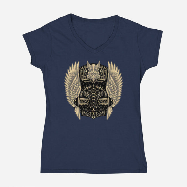 Emblem Of The Hammer-Womens-V-Neck-Tee-glitchygorilla