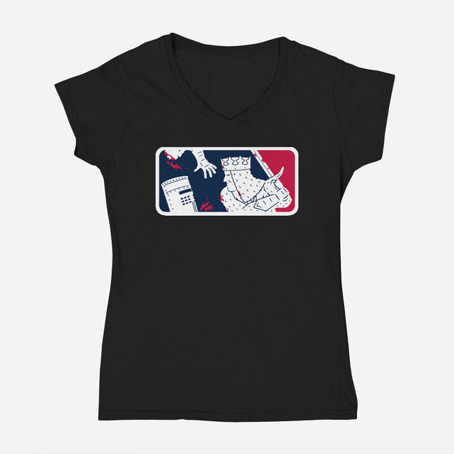 No-Pass League-Womens-V-Neck-Tee-Raffiti