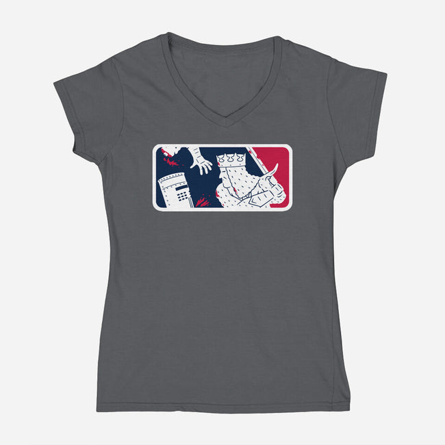 No-Pass League-Womens-V-Neck-Tee-Raffiti