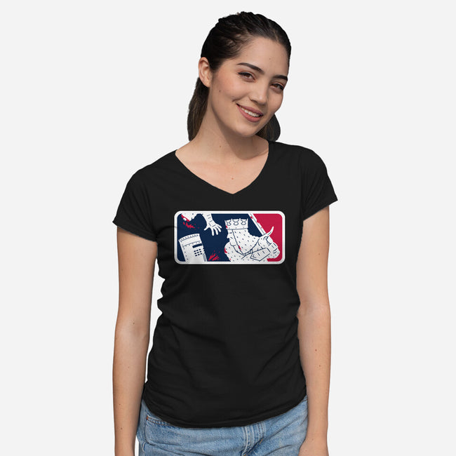 No-Pass League-Womens-V-Neck-Tee-Raffiti