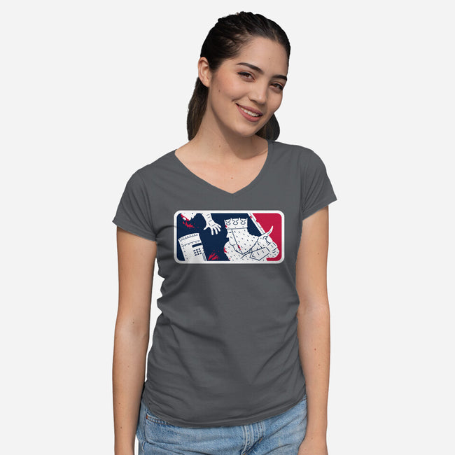 No-Pass League-Womens-V-Neck-Tee-Raffiti