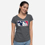 No-Pass League-Womens-V-Neck-Tee-Raffiti