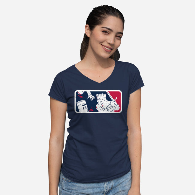 No-Pass League-Womens-V-Neck-Tee-Raffiti