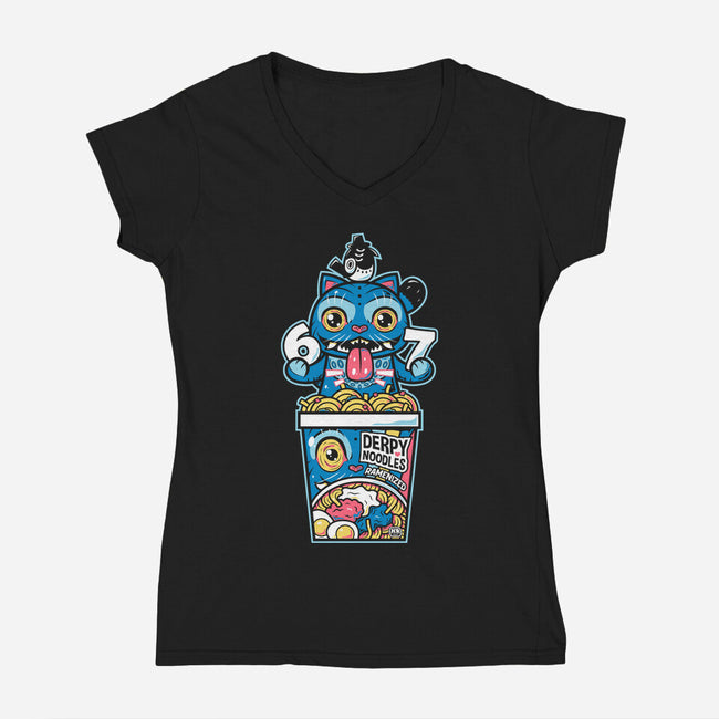 Derpy Noodles-Womens-V-Neck-Tee-krisren28