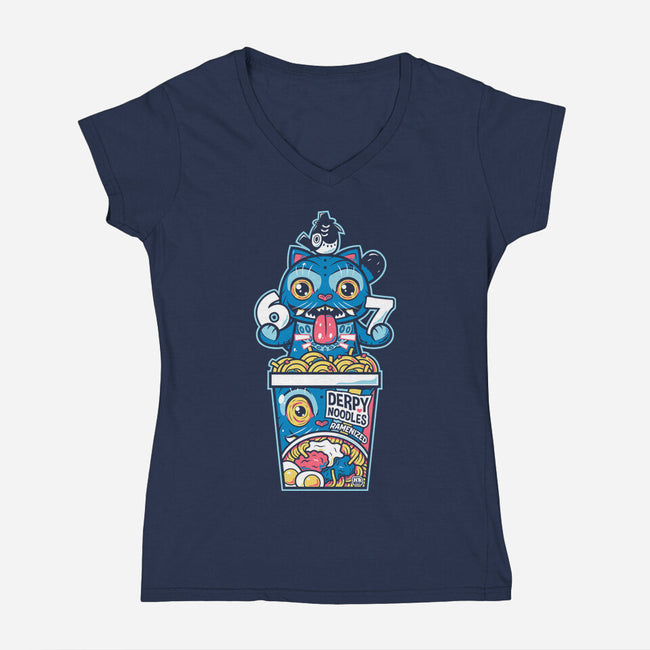 Derpy Noodles-Womens-V-Neck-Tee-krisren28