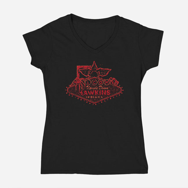 Welcome To Hawkins Indiana-Womens-V-Neck-Tee-retrodivision