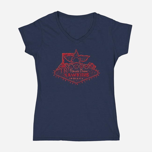 Welcome To Hawkins Indiana-Womens-V-Neck-Tee-retrodivision