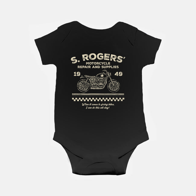 Rogers Motorcycle Repair-Baby-Basic-Onesie-glitchygorilla
