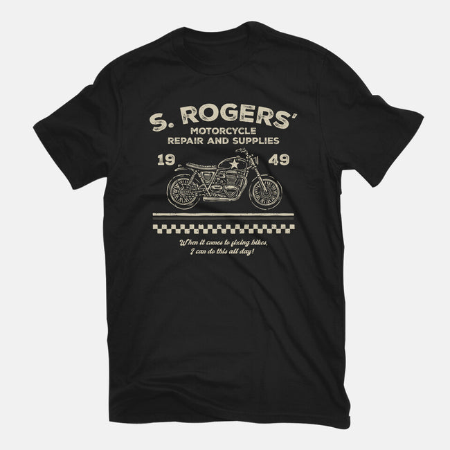 Rogers Motorcycle Repair-Womens-Basic-Tee-glitchygorilla