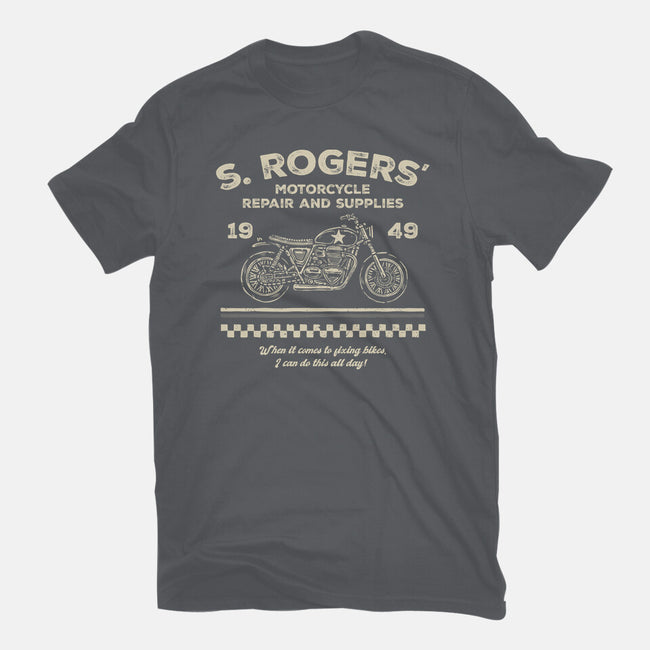 Rogers Motorcycle Repair-Womens-Basic-Tee-glitchygorilla