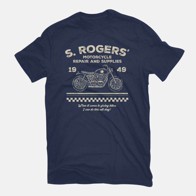 Rogers Motorcycle Repair-Womens-Basic-Tee-glitchygorilla