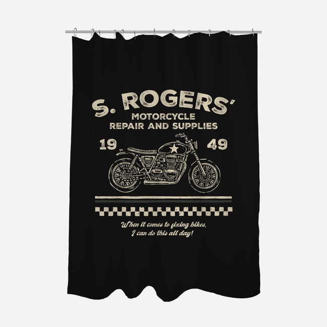 Rogers Motorcycle Repair-None-Polyester-Shower Curtain-glitchygorilla