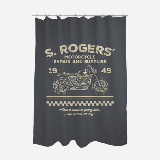 Rogers Motorcycle Repair-None-Polyester-Shower Curtain-glitchygorilla