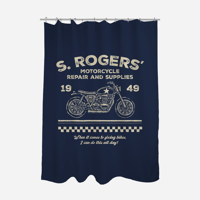 Rogers Motorcycle Repair-None-Polyester-Shower Curtain-glitchygorilla
