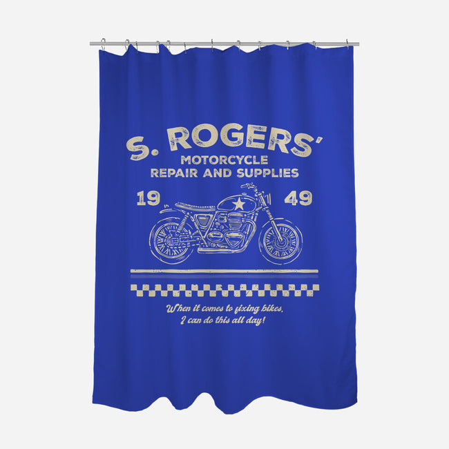 Rogers Motorcycle Repair-None-Polyester-Shower Curtain-glitchygorilla