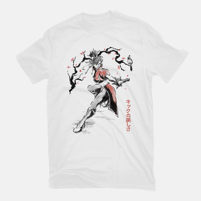 The Kicking Beauty Sumi-E-Womens-Fitted-Tee-Astrobot Invention