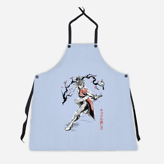 The Kicking Beauty Sumi-E-Unisex-Kitchen-Apron-Astrobot Invention