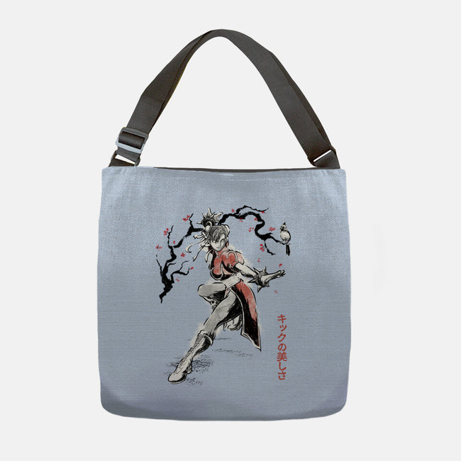 The Kicking Beauty Sumi-E-None-Adjustable Tote-Bag-Astrobot Invention