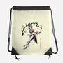 The Kicking Beauty Sumi-E-None-Drawstring-Bag-Astrobot Invention