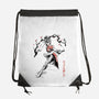 The Kicking Beauty Sumi-E-None-Drawstring-Bag-Astrobot Invention