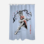 The Kicking Beauty Sumi-E-None-Polyester-Shower Curtain-Astrobot Invention