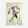 The Kicking Beauty Sumi-E-None-Polyester-Shower Curtain-Astrobot Invention