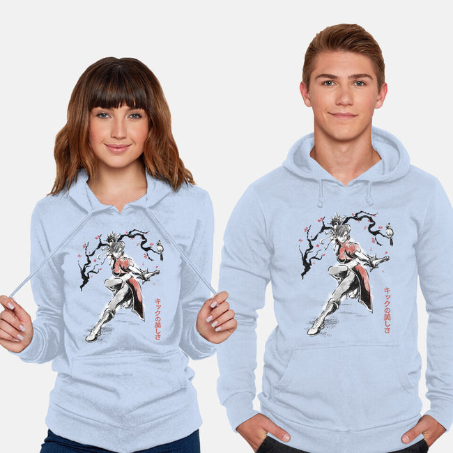 The Kicking Beauty Sumi-E-Unisex-Pullover-Sweatshirt-Astrobot Invention