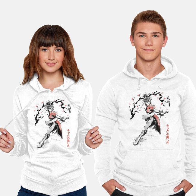 The Kicking Beauty Sumi-E-Unisex-Pullover-Sweatshirt-Astrobot Invention