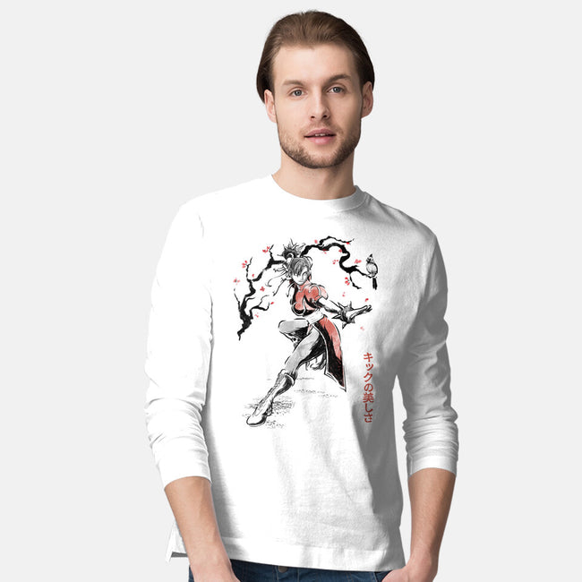 The Kicking Beauty Sumi-E-Mens-Long Sleeved-Tee-Astrobot Invention