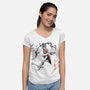 The Kicking Beauty Sumi-E-Womens-V-Neck-Tee-Astrobot Invention