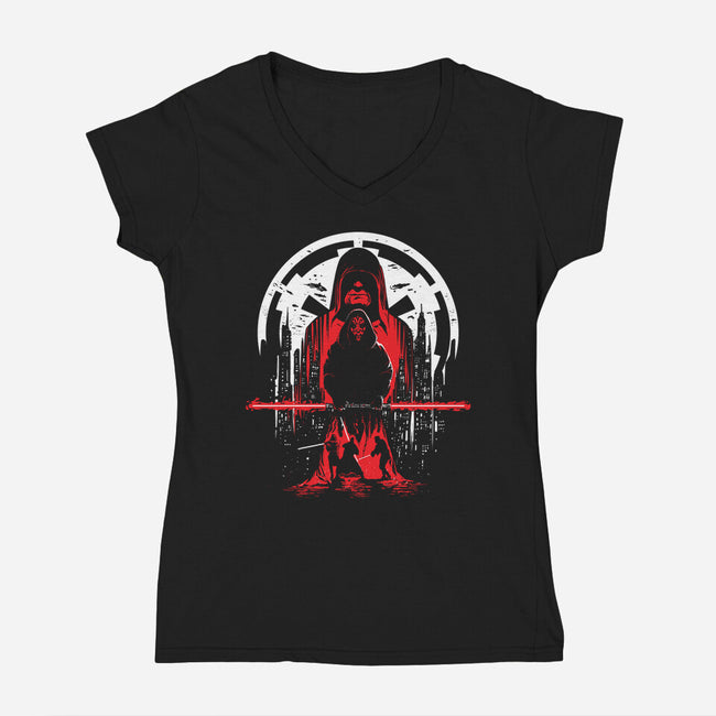 Shadow Lord-Womens-V-Neck-Tee-zascanauta