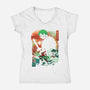 Ukiyo Master Swordman-Womens-V-Neck-Tee-dandingeroz