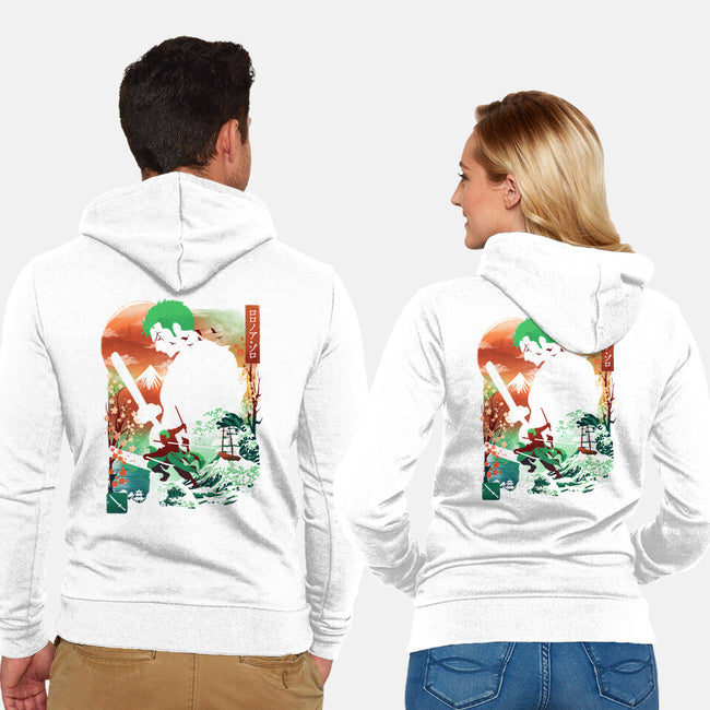 Ukiyo Master Swordman-Unisex-Zip-Up-Sweatshirt-dandingeroz