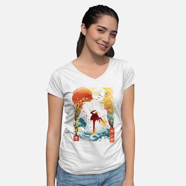 Ukiyo Mr. Prince-Womens-V-Neck-Tee-dandingeroz