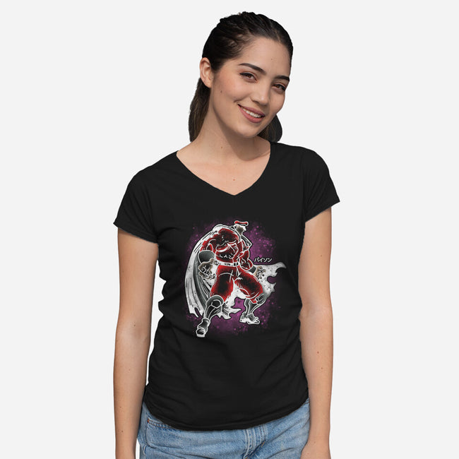 M Bison-Womens-V-Neck-Tee-turborat14