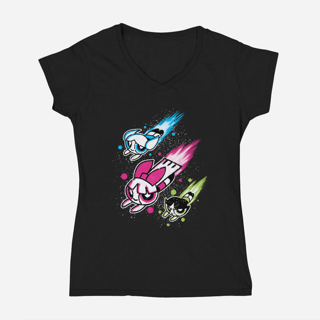 Super Color Girls-Womens-V-Neck-Tee-nickzzarto