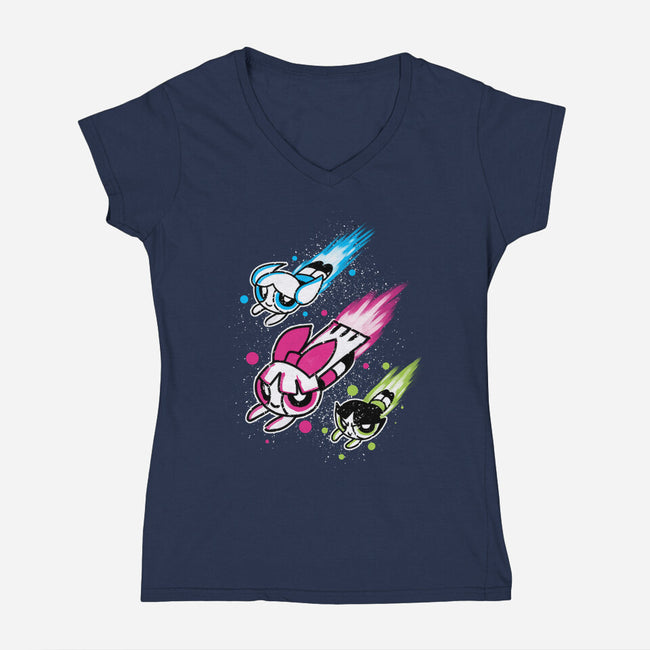 Super Color Girls-Womens-V-Neck-Tee-nickzzarto