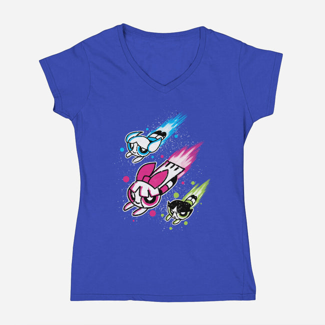 Super Color Girls-Womens-V-Neck-Tee-nickzzarto