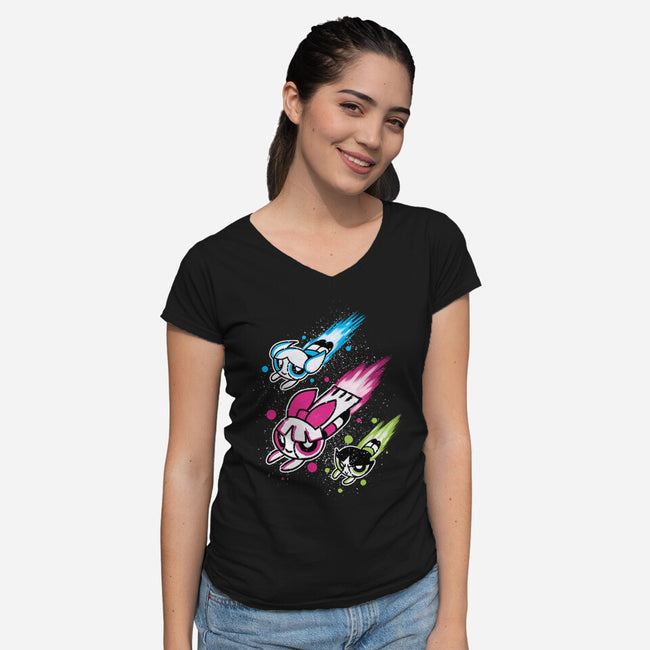 Super Color Girls-Womens-V-Neck-Tee-nickzzarto