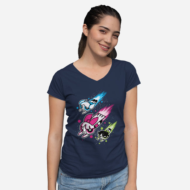 Super Color Girls-Womens-V-Neck-Tee-nickzzarto