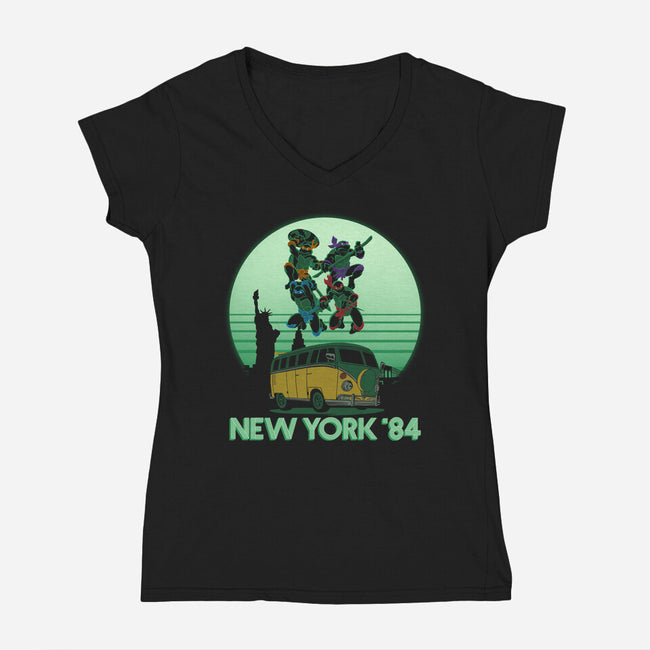 New York 84-Womens-V-Neck-Tee-rmatix