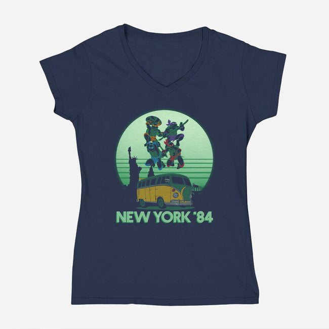 New York 84-Womens-V-Neck-Tee-rmatix