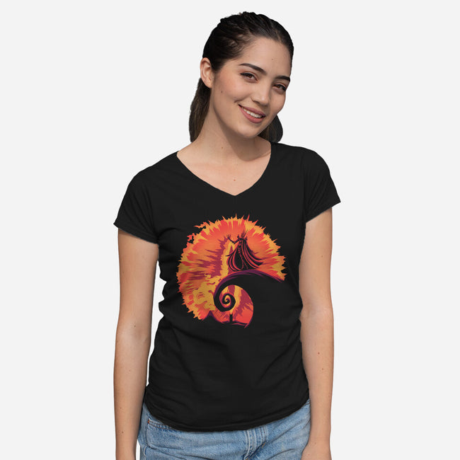 Nightmare Before Conquest-Womens-V-Neck-Tee-rmatix