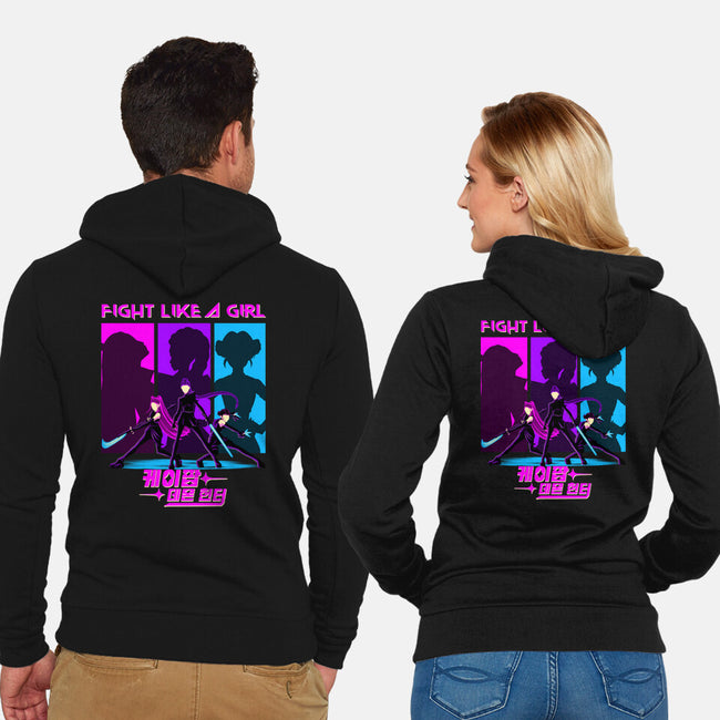 Fighter Girl-Unisex-Zip-Up-Sweatshirt-rmatix