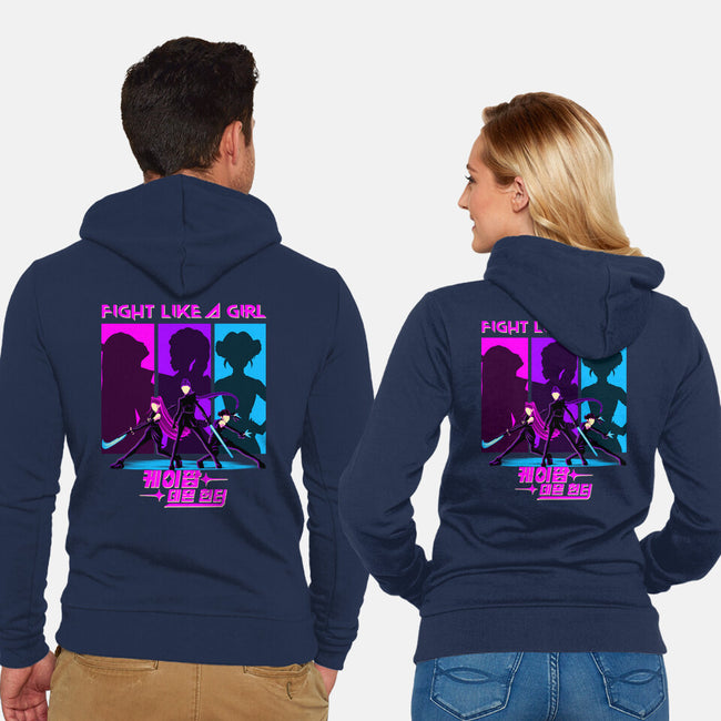 Fighter Girl-Unisex-Zip-Up-Sweatshirt-rmatix