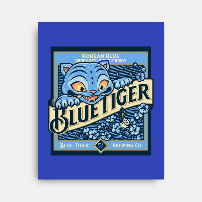 Blue Tiger Derpy Brew-None-Stretched-Canvas-retrodivision