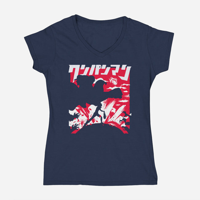 Hero For Fun-Womens-V-Neck-Tee-rocketman_art