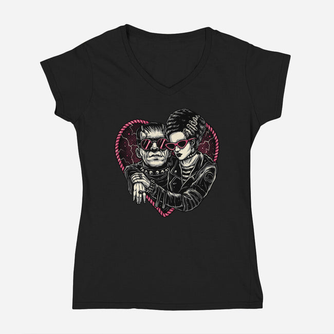 Creature Romance-Womens-V-Neck-Tee-glitchygorilla