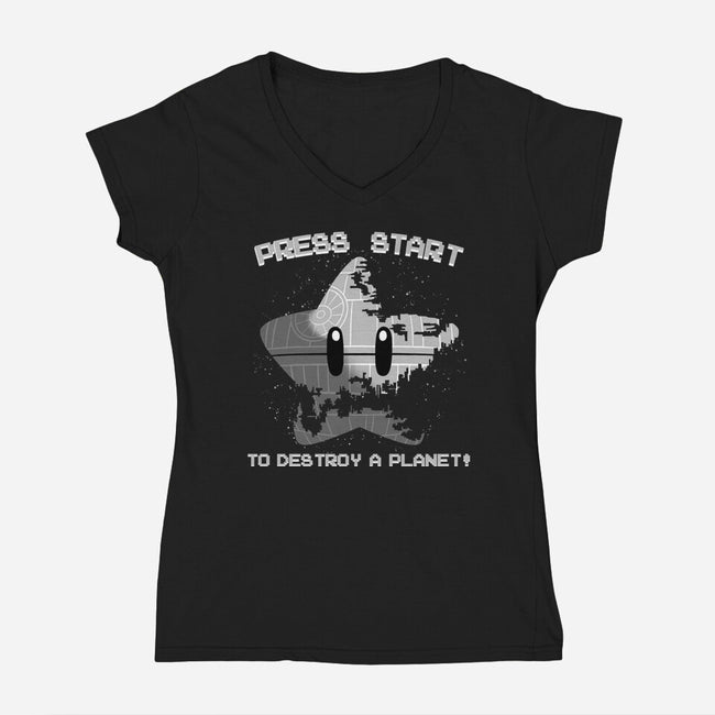 Press Start To Destroy-Womens-V-Neck-Tee-rmatix