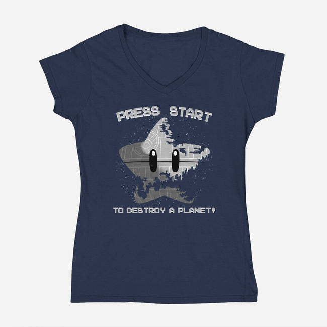 Press Start To Destroy-Womens-V-Neck-Tee-rmatix